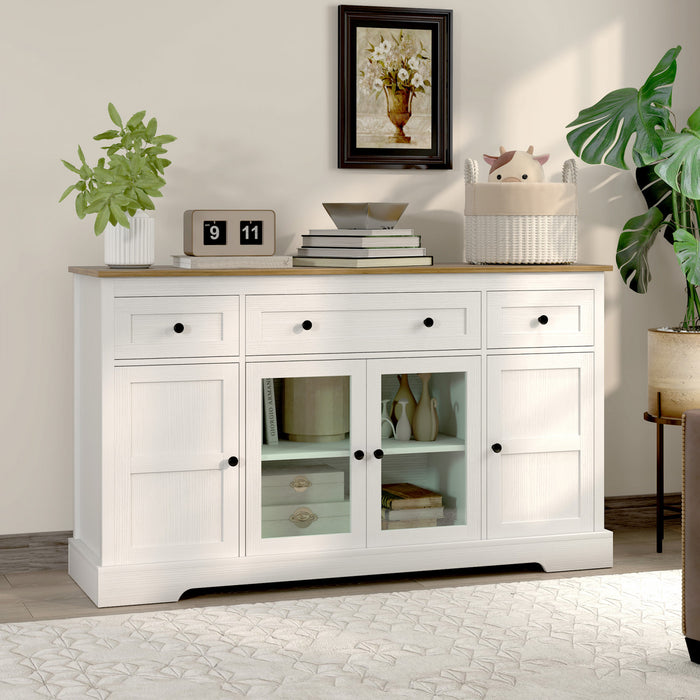 HOMCOM Sideboard Buffet Cabinet, Coffee Bar Cabinet, Distressed White