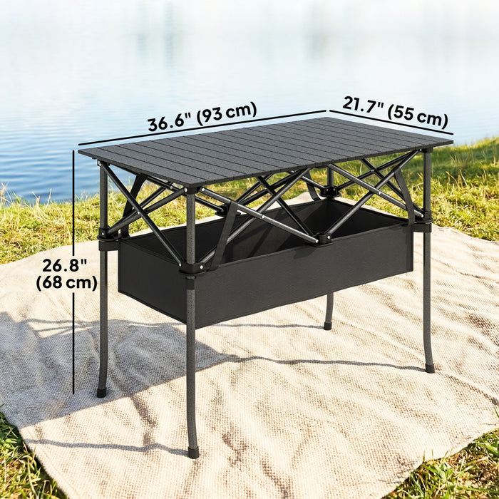 Outsunny 3ft Folding Camping Table with Mesh Storage Net, Carrying Bag
