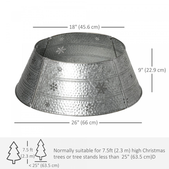 Homcom 26\" Christmas Tree Collar With Hollow Snowflake Patterns Silver