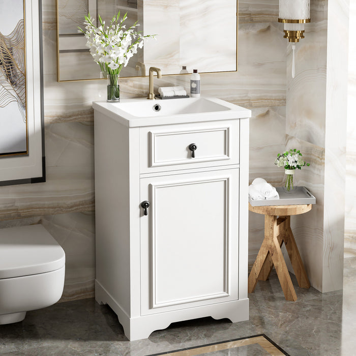 Mason 20 Inch Compact Modern Bathroom Vanity with Ceramic Sink, White