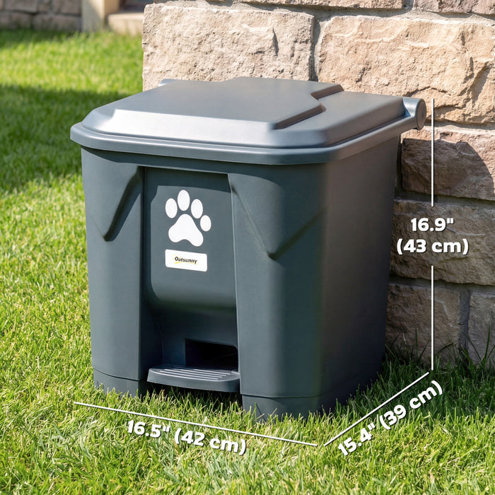Outsunny Dog Poop Outdoor Garbage Bin with Lid and Foot Pedal, 8 Gallon Pet Waste Garbage Can, Waterproof Plastic Trash Can for Patio, Backyard, Garden, Dark Grey