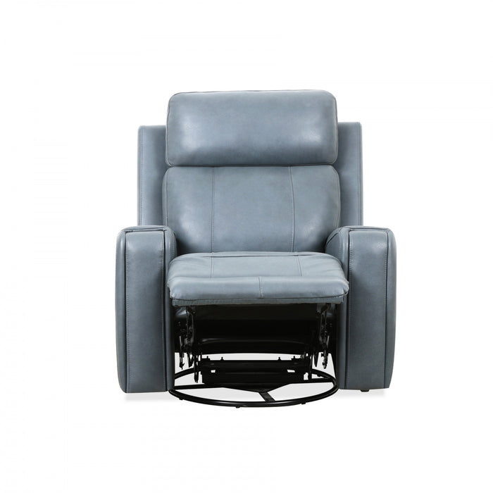 Bellamy 37 in. Leather Match Swivel Glider Recliner - Blue