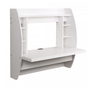 Floating Desk with Storage - White