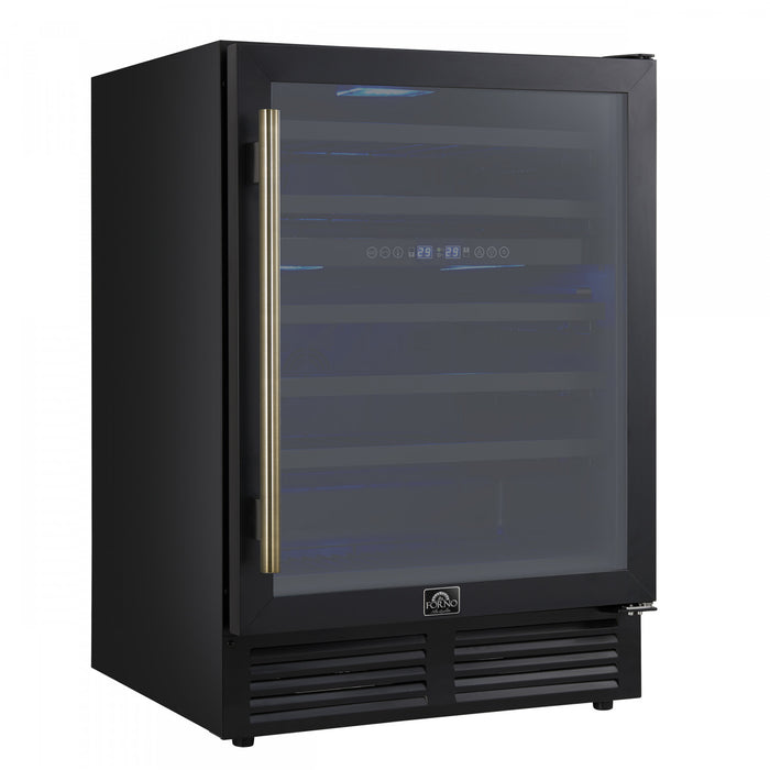 Forno Bacchino 24\" Wine Cooler, Black,51 Bottle Capacity, Built-In or Freestanding-FWCDR6634-24BLK