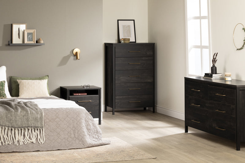 Gravity 2-drawer Nightstand - Rubbed Black 
