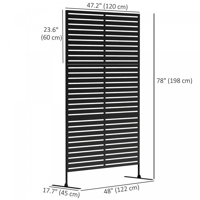 Outsunny Metal Outdoor Privacy Screen Decorative Outdoor Divider with Stand