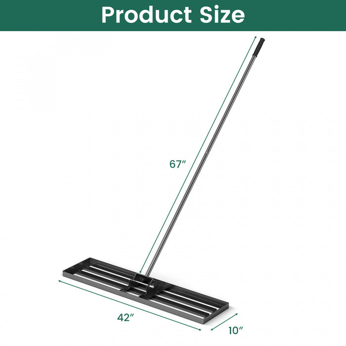Costway Lawn Leveling Rake 42\" X 10\" Heavy Duty Level Lawn Tool For Garden Backyard/lawn Black