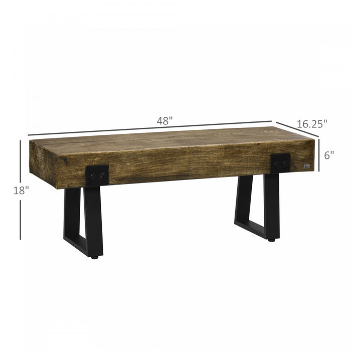 Homcom Garden Bench With Metal Legs, Concrete Dining Bench Patio