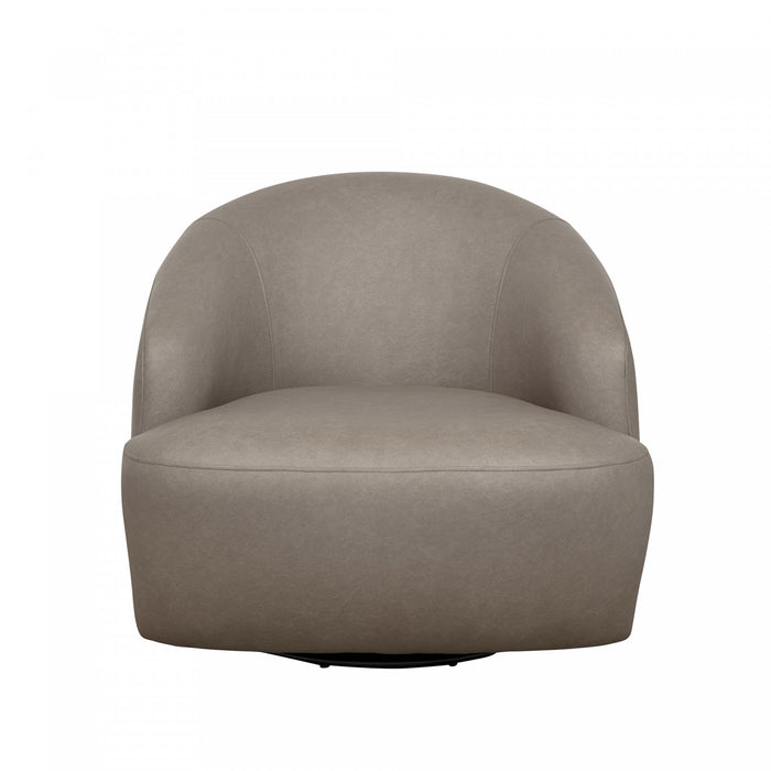 Lukas Contemporary Modern Upholstered Swivel Accent Chair in Taupe