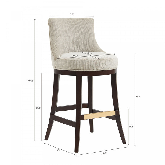 Lucia Modern Chenille Wood Upholstered Barstool in Natural - Set of 2
