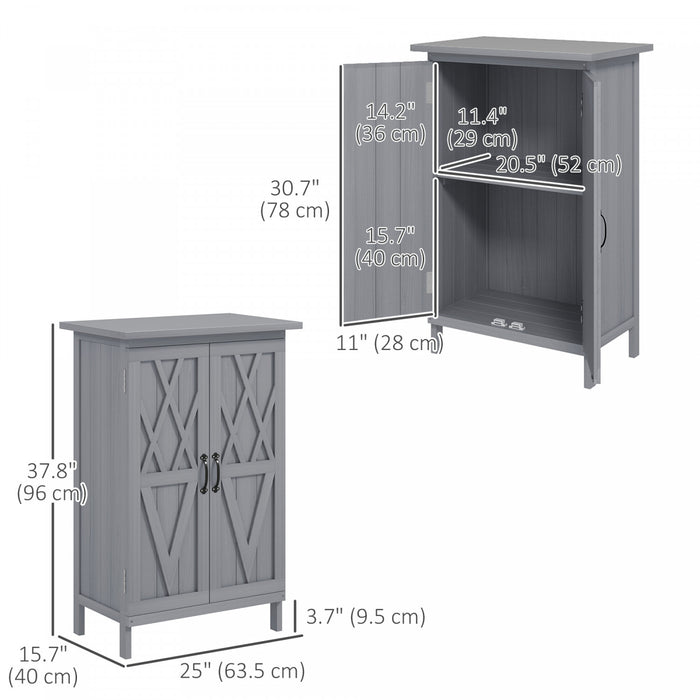 Outsunny Wood Shed, Outdoor Garden Shed With 2-tier Shelves, Grey
