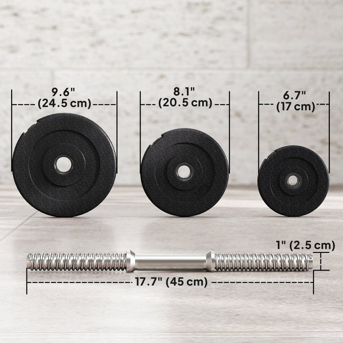 Soozier 2 x 44lbs Adjustable Dumbbell Set Weight Fitness Home Gym Exercise