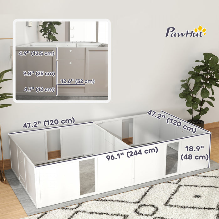 Pawhut Whelping Box For Dogs And Puppies, Dog Whelping Pen, Dog Birth Supplies Indoor With Removable Adjustable Height Doors, For Large Sized Dogs, 96\" X 47\" X 19\"