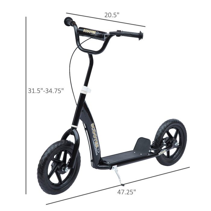 Homcom Kids Scooter Street Bike Bicycle For Teens Ride On Toy W/ 12'' Tire For 5-12 Year Old Black