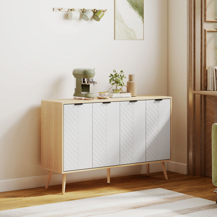 HOMCOM 47\" Sideboard, Buffet Cabinet with Adjustable Shelves, Natural