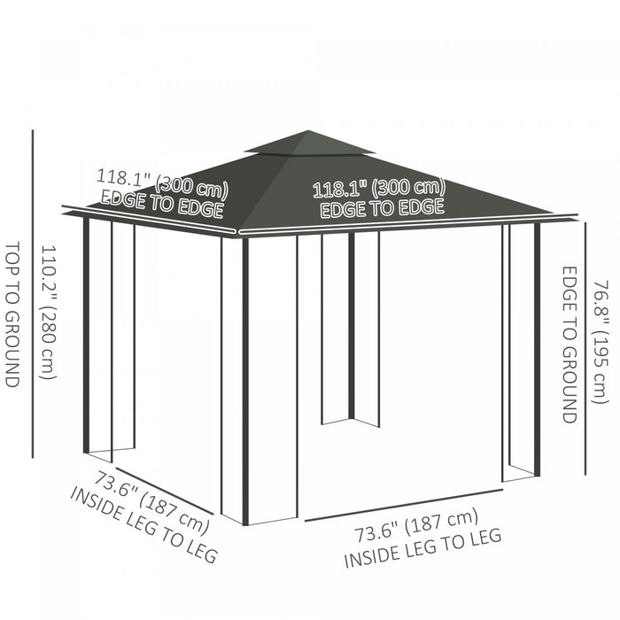 Outsunny 10' X 10' Patio Gazebo, Outdoor Gazebo Canopy, Light Grey