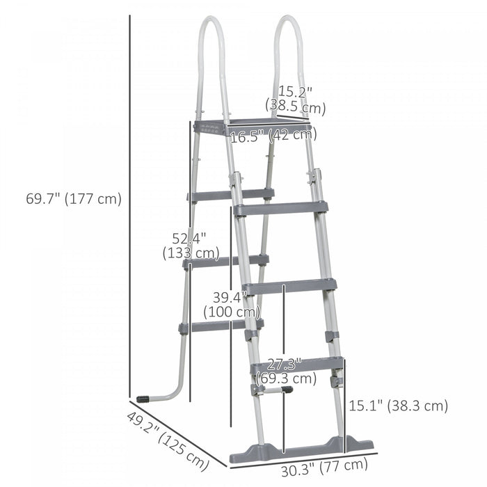 Outsunny 70\" Above Ground Pool Ladder, A-frame Swimming Pool Stairs, Grey