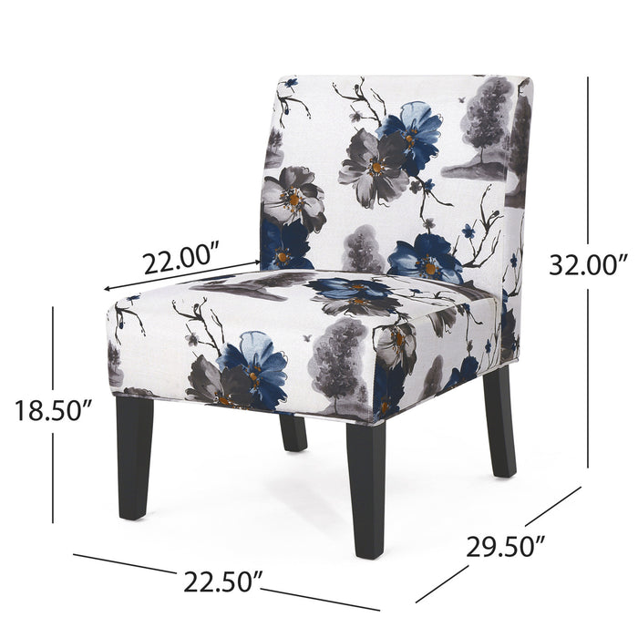 Oliver Linen-look Fabric Accent Chair With Rubberwood Legs- Blue, Multicolour