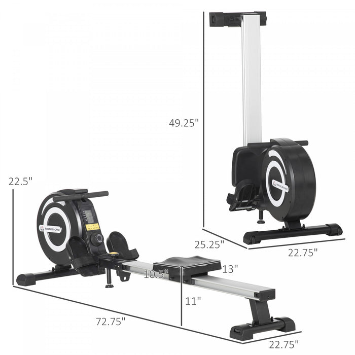 Soozier Magnetic Rowing Machine Adjustable With Lcd Digital Monitor