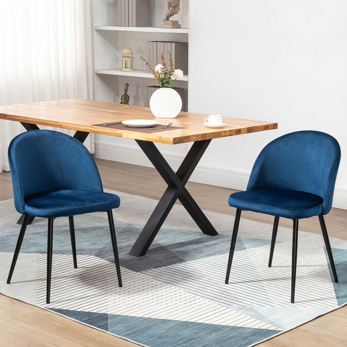 HOMCOM Dining Chairs Set of 2, Mid-Back Velvet-touch Upholstery Side Chair