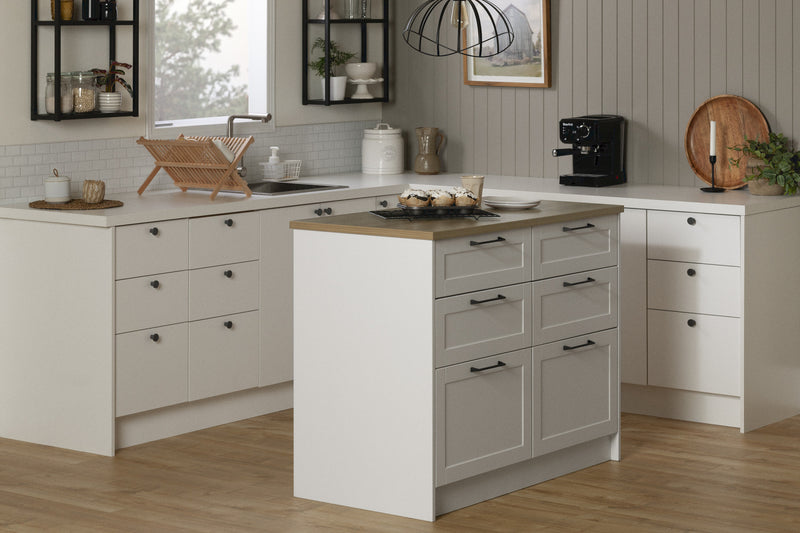 Toscano 6-drawer Kitchen Island - White And Maple Nutmeg 