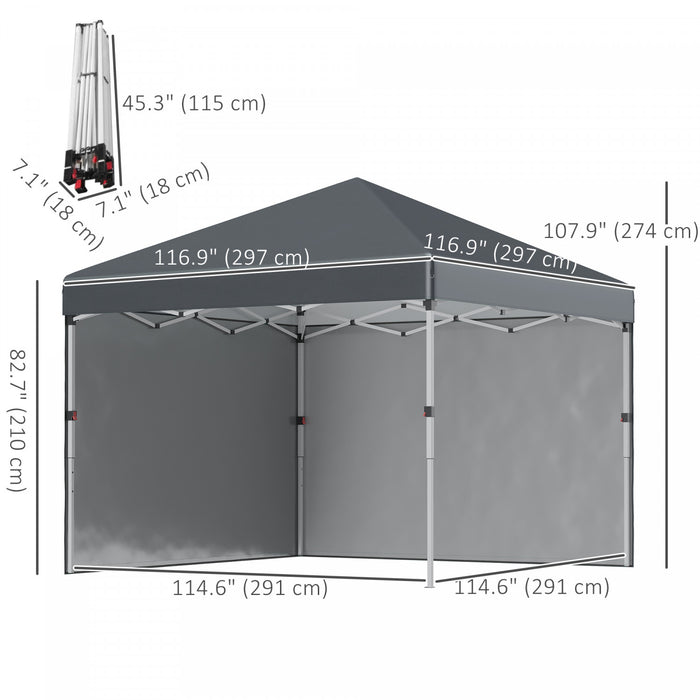Outsunny 10' X 10' Pop Up Canopy Tent With Removable Sidewalls Carry Bag
