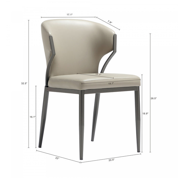 Kirsten Modern Vegan Leather Metal Dining Chair in Light Gray - Set of 4