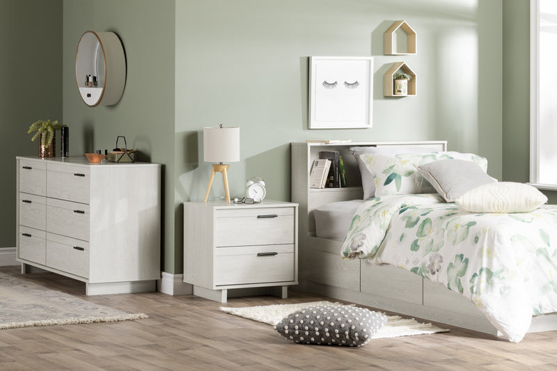 Fynn Storage Bed And Bookcase Headboard Set Winter Oak - South Shore