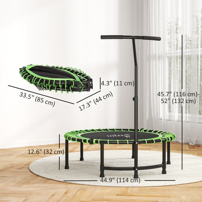 Soozier 45\" Mini Trampoline for Adults, Foldable Fitness Exercise Rebounder with Adjustable Handle, Exercise Trampoline for Indoor Exercise Workout, Max Load 330 lbs, Green