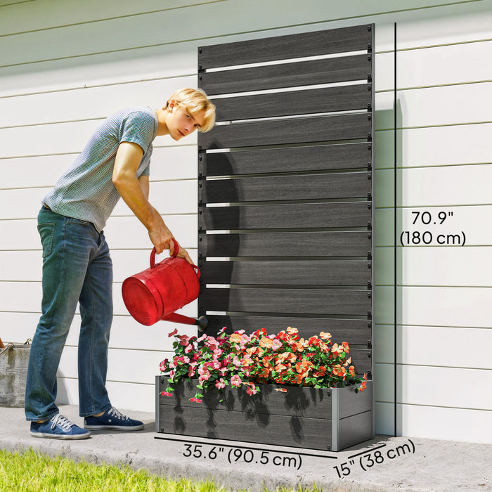 Outsunny Raised Garden Bed With Trellis For Climbing Plants & Vines, Black
