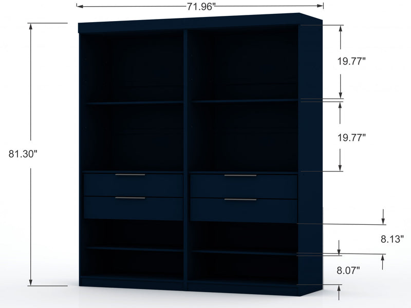Mulberry Contemporary Modern 9-Piece Wardrobe Closet in Midnight Blue