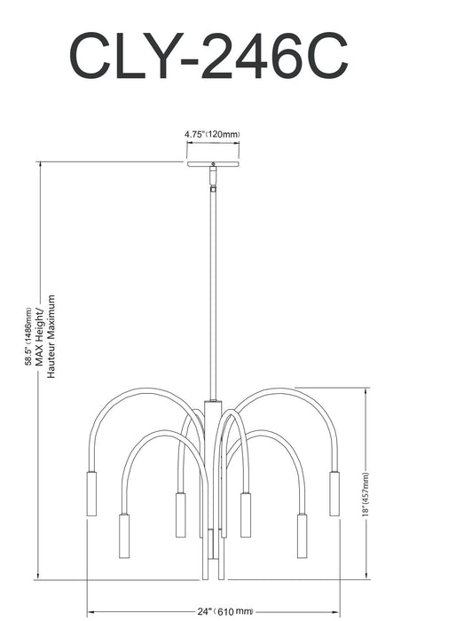 Dainolite Callway 6 Light Chandelier Aged Brass Lamp