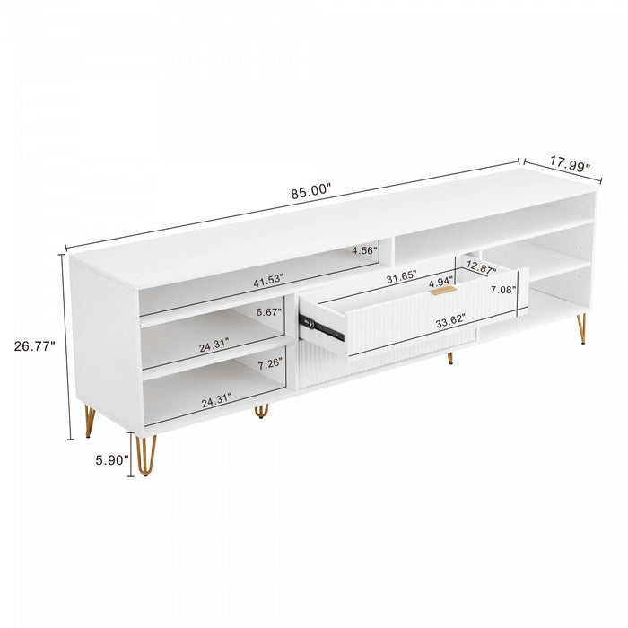 Dumbo Modern 85\" Fluted TV Stand in White