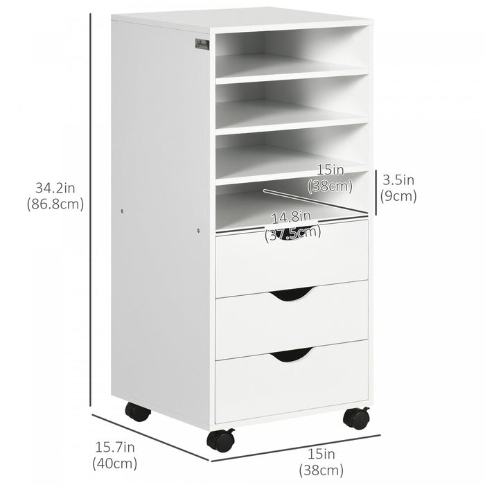 Vinsetto 3 Drawer Filing Cabinet With 4 Open Shelves