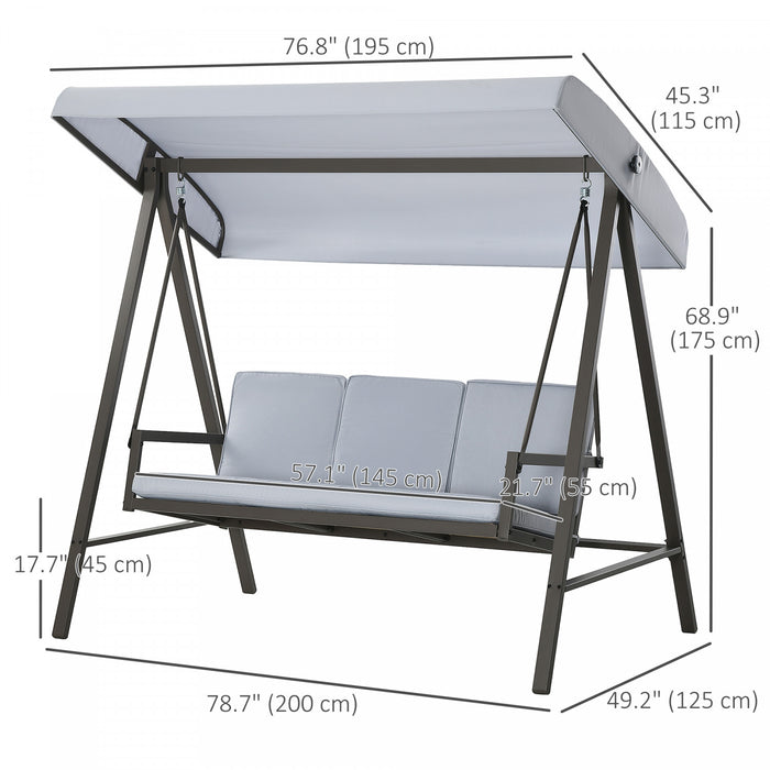 Outsunny 3 Seater Patio Swing Chair, Outdoor Swing Seat, Light Grey