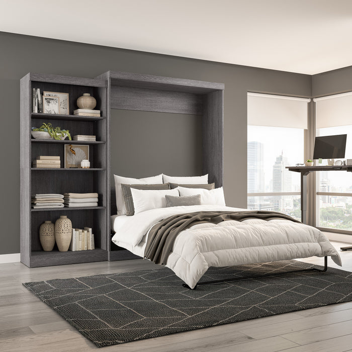 Bestar Pur Queen Murphy Bed with Closet Organizer (101 W) - Bark Grey