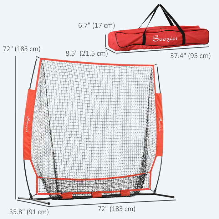 Soozier 6' X 6' Baseball Net, Hitting Pitching Practice Net With Carry Bag