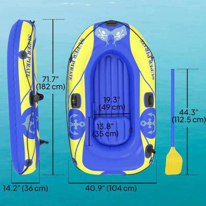 Outsunny 1-2 Person Inflatable Kayak, Recreational Sit In Kayak with Rod Holders, Four-Chamber Design, Paddles, Pump and Repair Kit for Adults & Youth, Dark Blue