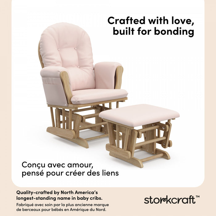 Storkcraft Hoop Glider and Ottoman - Natural/Pink