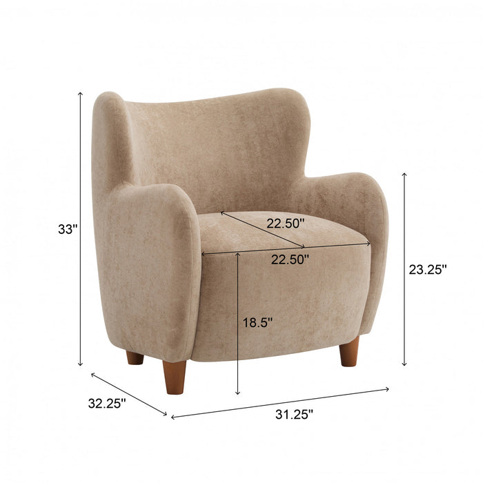 Sophia Upholstered Comfortable Armchair with Wingback,Light Camel Accent Chair