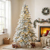 HOMCOM 7ft Prelit Flocked Christmas Tree, Downswept Hinged Xmas Tree