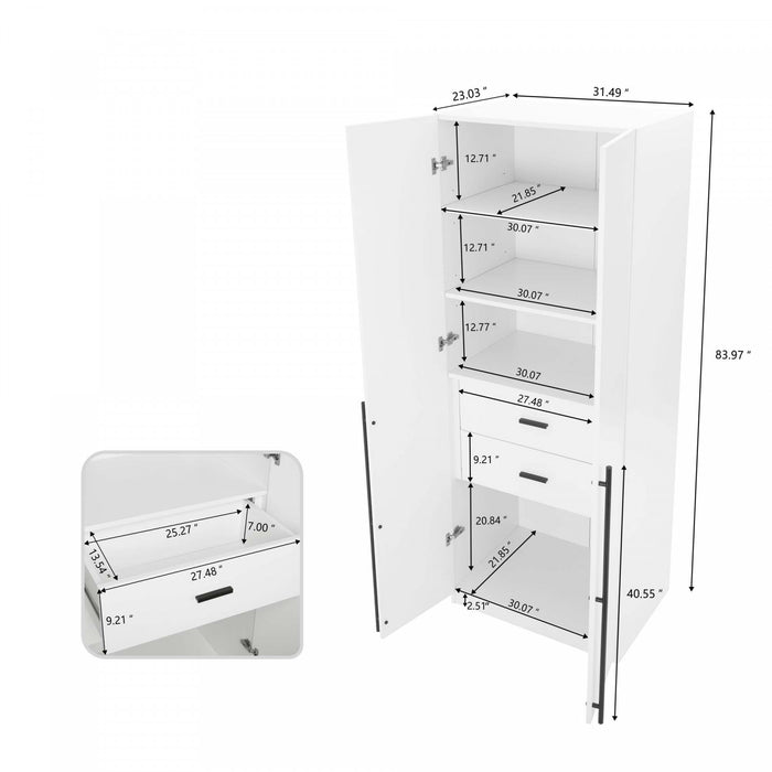 Lee Modern 3-Piece Wardrobe Closet in White Armoire