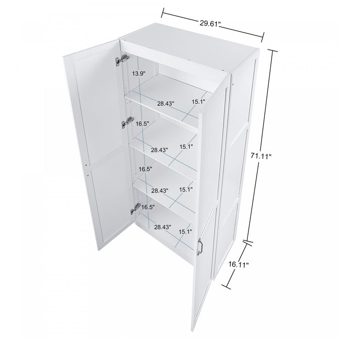Cornelia Modern 30\" Storage Cabinet in White (4-Shelf) - Set of 2 Bookcase