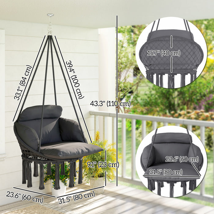 Outsunny Hammock Chair Swing Hanging Chair with Cushion