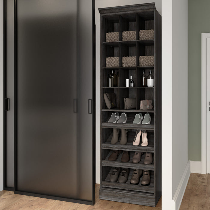 Bestar Versatile 25 W Closet Shoe Organizer - Walnut Grey