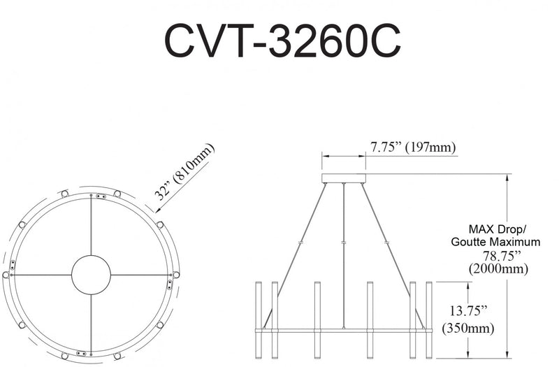 Dainolite Corvette Chandelier 60w Matte Black White Acrylic Diffuser Lamp