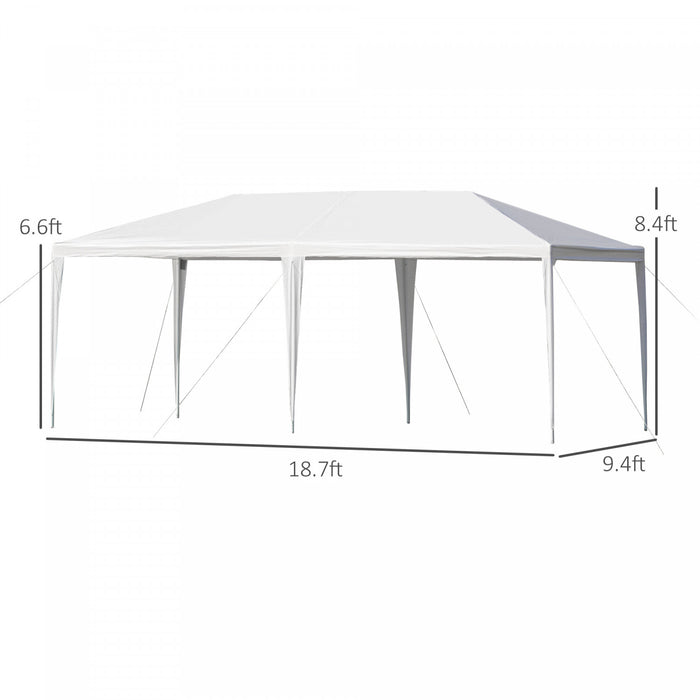 Outsunny 19'x9' Party Tent Gazebo Canopy Garden Sun Shade For Outdoor Event With Removable Mosquito Mesh Netting, White