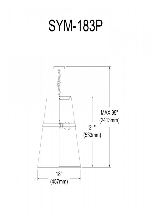 Dainolite Symphony 3 Light Pendant Aged Brass White Shade Lamp