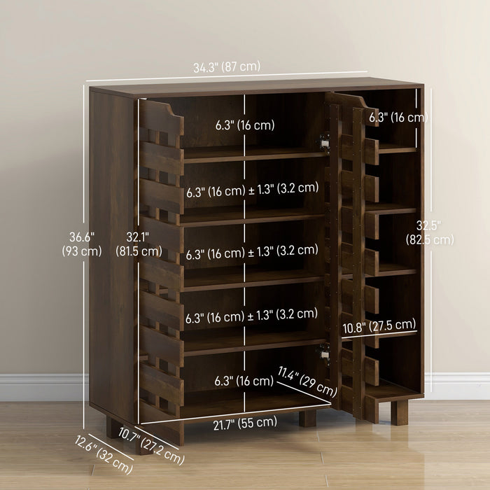 HOMCOM Shoe Storage Cabinet with 5-tier Cupboard and 5 Open Shelves
