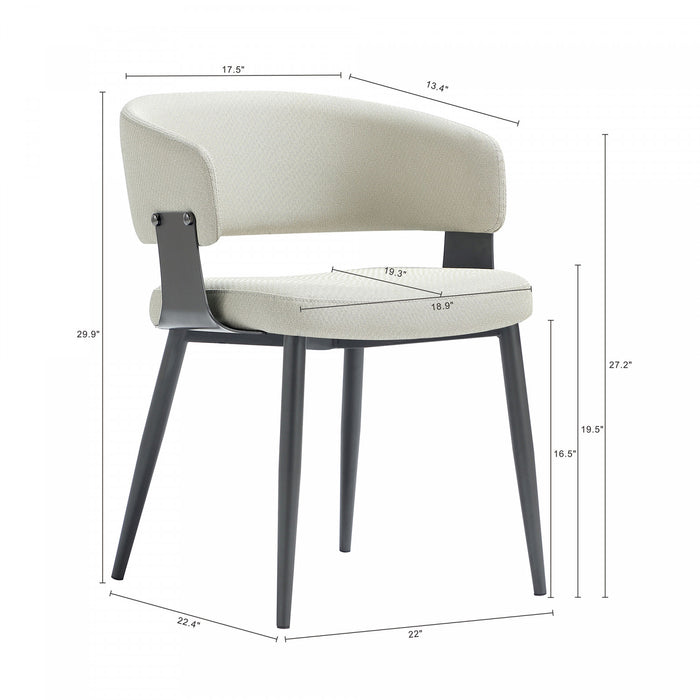 Luce Modern Metal Textured Vegan Leather Dining Chair in Oatmeal